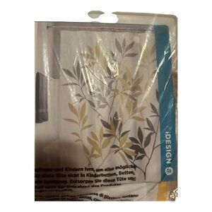NWOT iDesign Fabric Gray and Yellow Leaf Shower Curtain